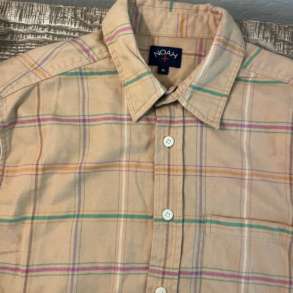 NOAH Tartan Flannel Shirt size M TAN